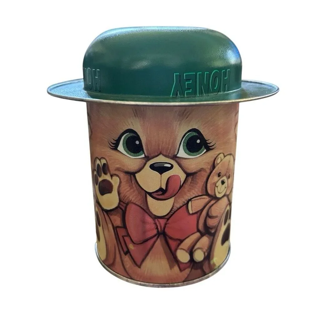 Vintage Honey Bear Collectible Green Hat Tin